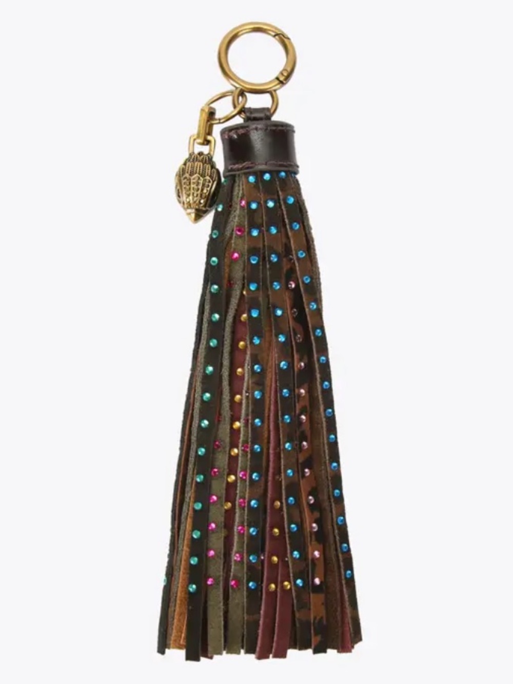 Kurt Geiger tassel Crystal suede bag charm keychain key ring - Picture 2 of 6